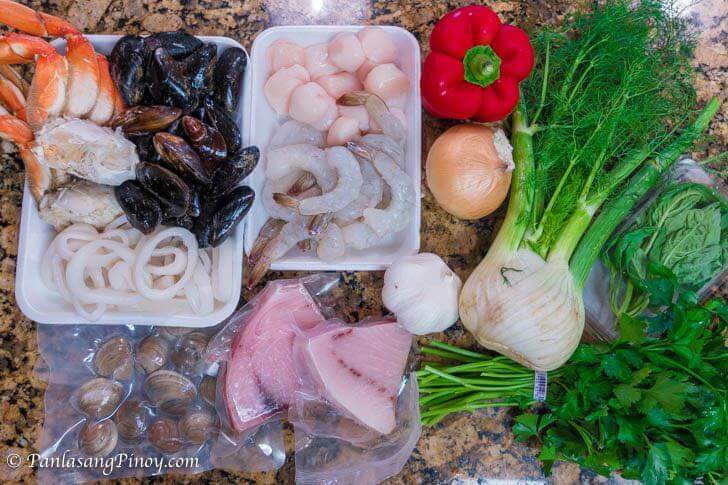 Cioppino ingredients