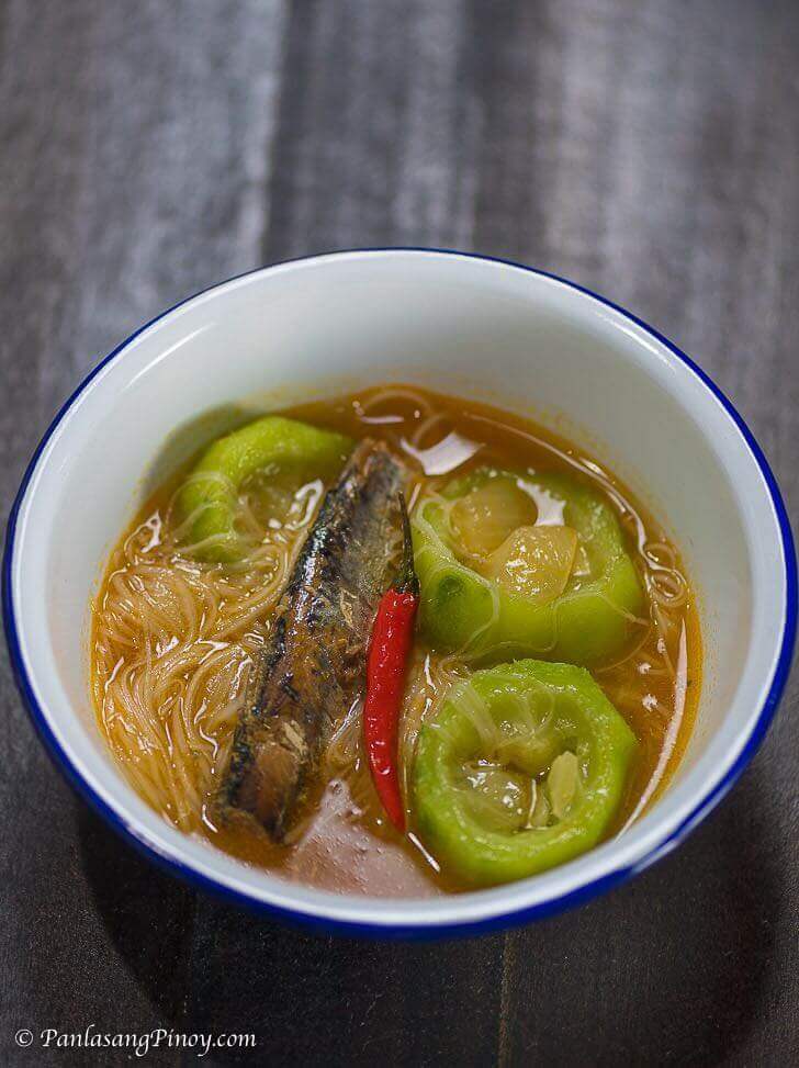 Filipino Spicy Sardines dish with noodles