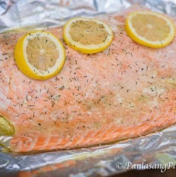 Baked Salmon with Lemon Garlic and Butter Sauce