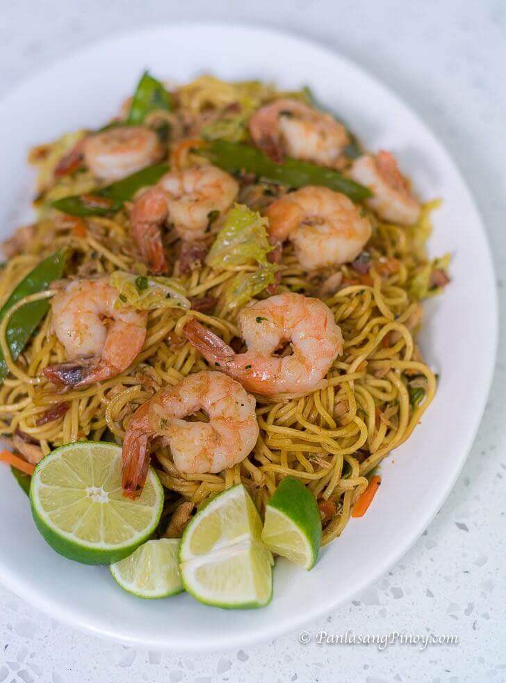 Shrimp and Chicken Pancit Canton - Panlasang Pinoy