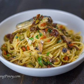 Spanish Sardines Pasta with Sun Dried Tomato and Chopped Olives