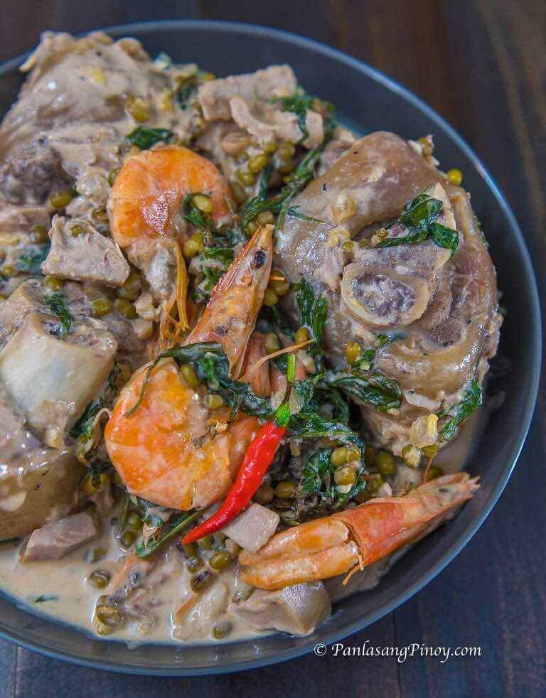 pata at hipon sa gata na may monggo at langka recipe