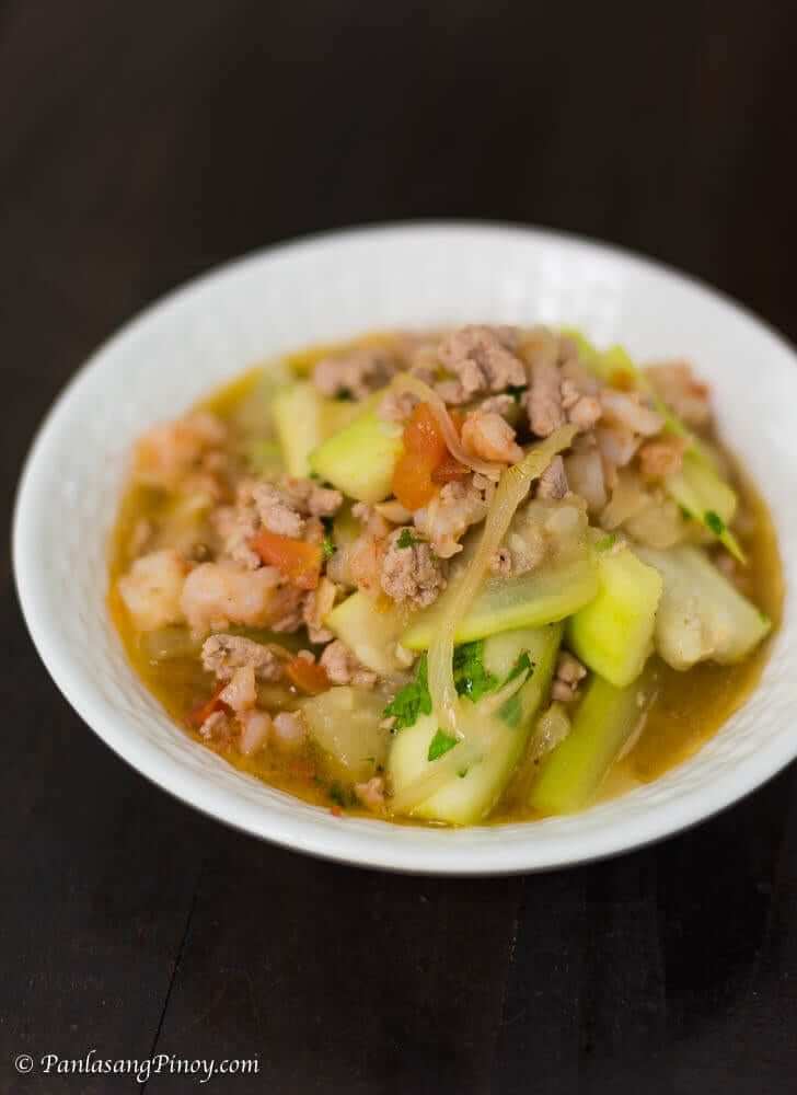 ginisang upo with ground pork and shrimp recipe panlasang pinoy