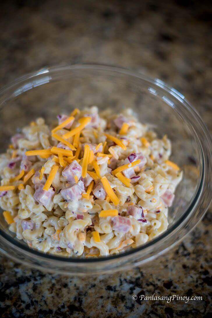 Luncheon Meat Mac Salad with Cheese - Panlasang Pinoy