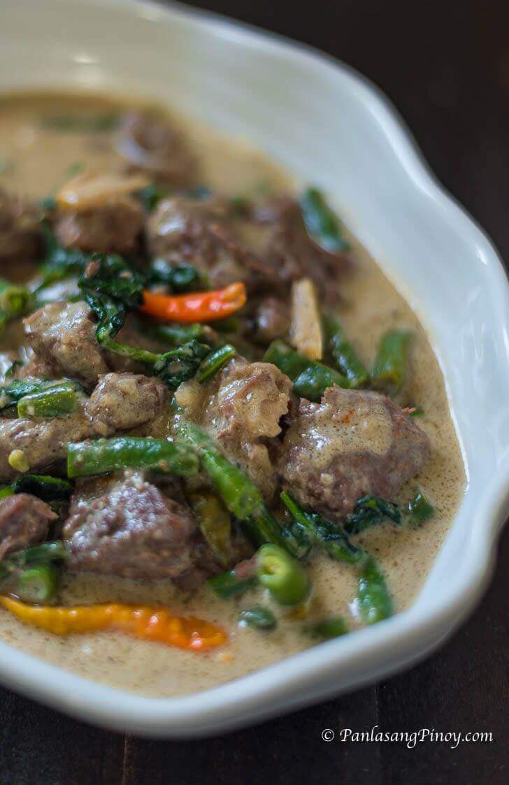 Ginataang Baka – Beef in Coconut Milk with Green Beans and Spinach ...