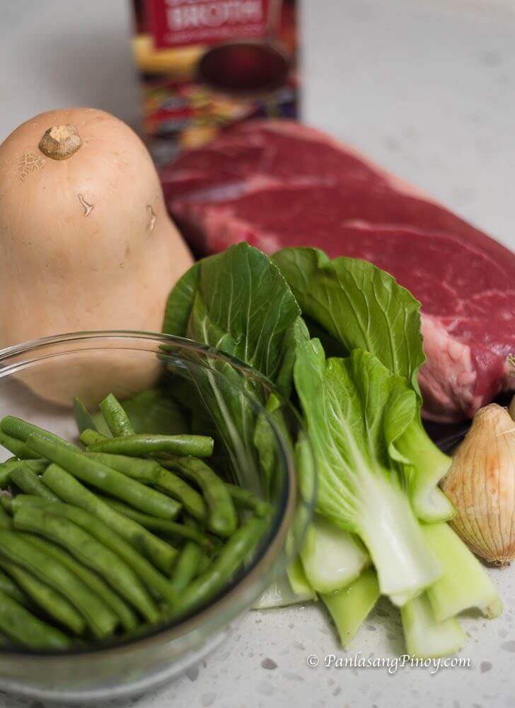 nilagang baka with kalabasa ingredients