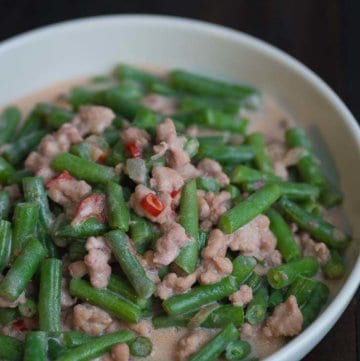 Green Beans with Ground Pork Cooked in Coconut Milk