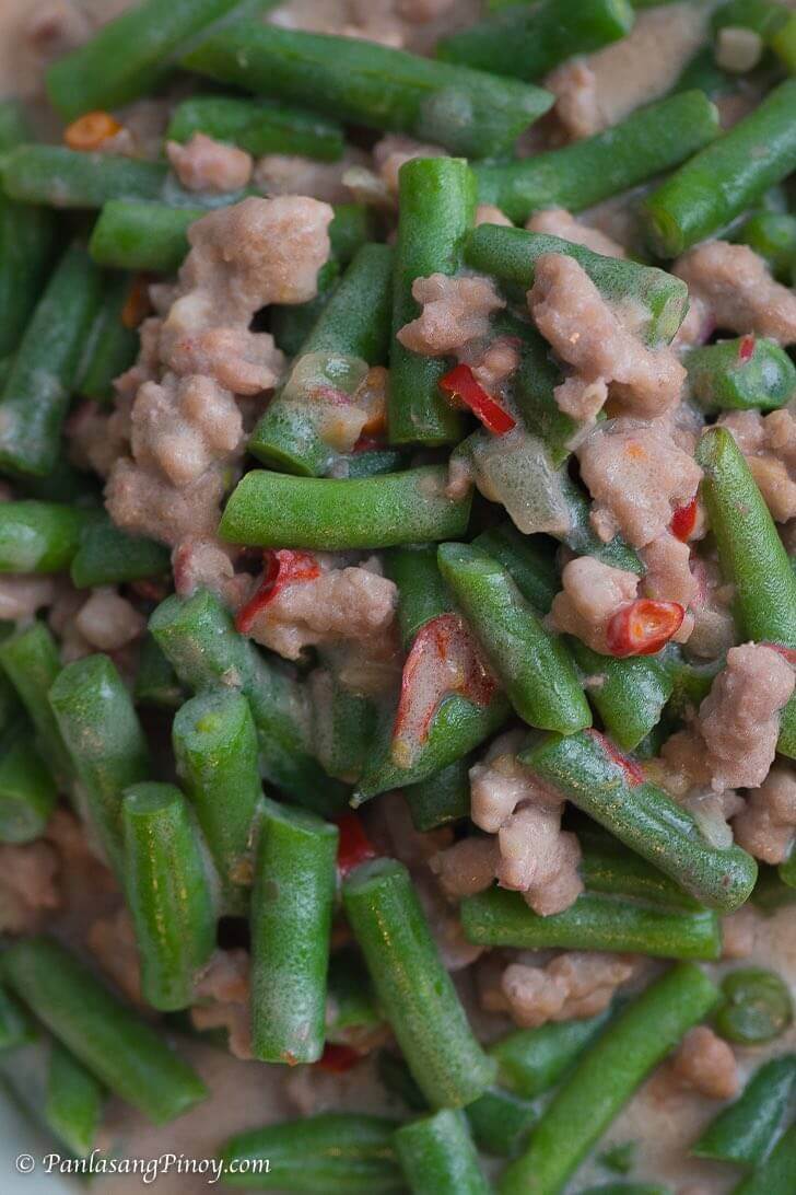 Recipe for Green Beans with Ground Pork Cooked in Coconut Milk