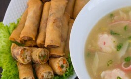 Crab and Corn Pearl Soup and Chinese Spring Rolls