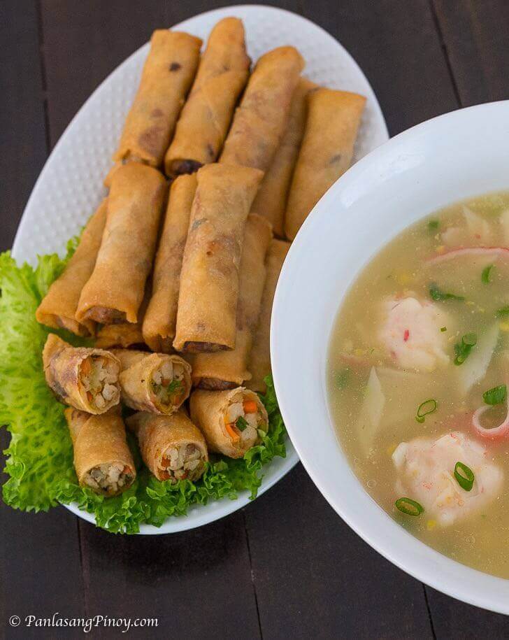 Crab And Corn Pearl Soup And Chinese Spring Rolls Panlasang Pinoy