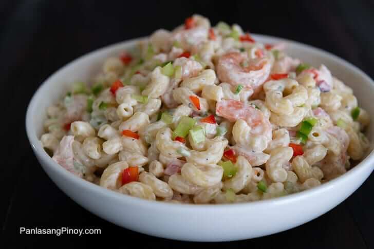 Seared Shrimp Macaroni Salad with Roasted Bell Pepper