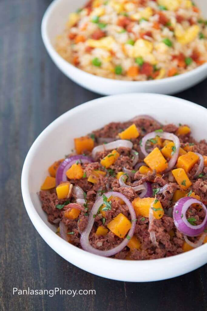 Longanisa Fried Rice and Ginisang Corned Beef with Kalabasa - Panlasang ...