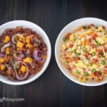 longanisa fried rice and ginisang corned beef with kalabasa