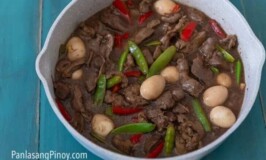 Chicken Liver and Gizzard Stew with Quail Eggs and Snap Peas