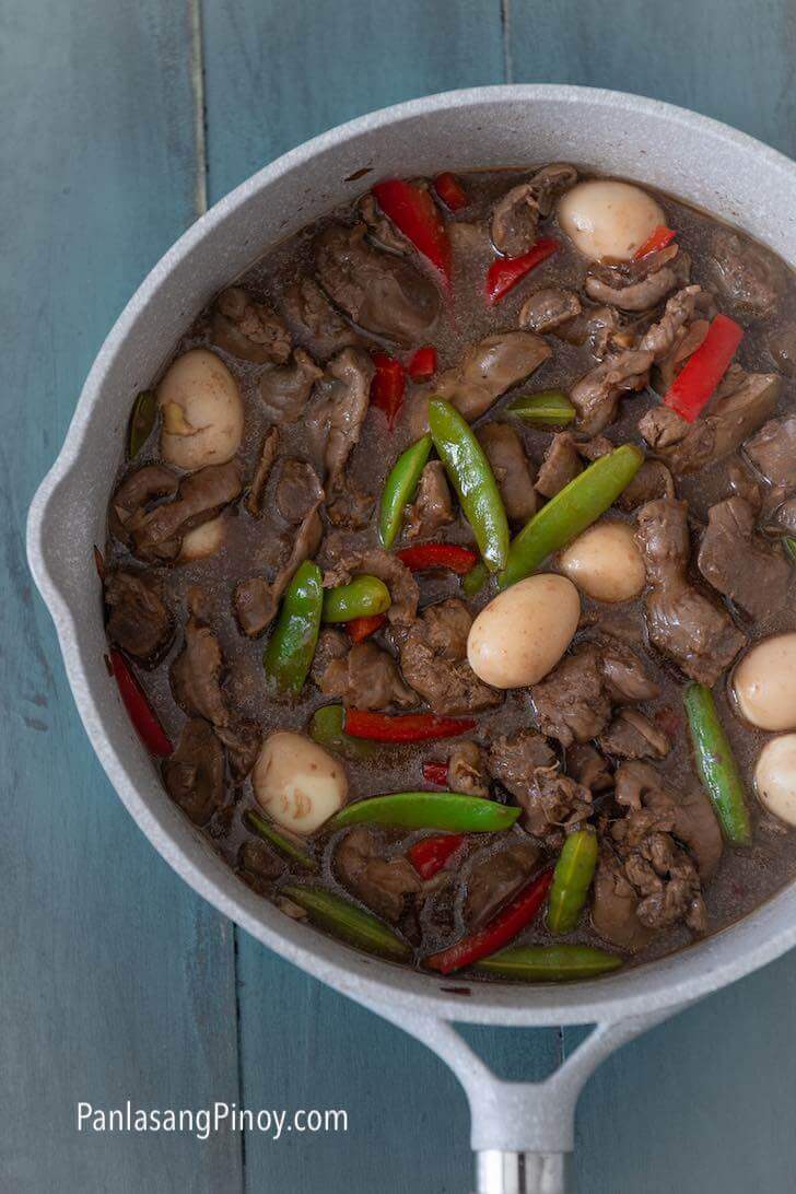 Chicken Liver And Gizzard Stew With Quail Eggs And Snap Peas Panlasang Pinoy