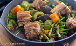 Crispy Air Fried Liempo Pinakbet with Ube