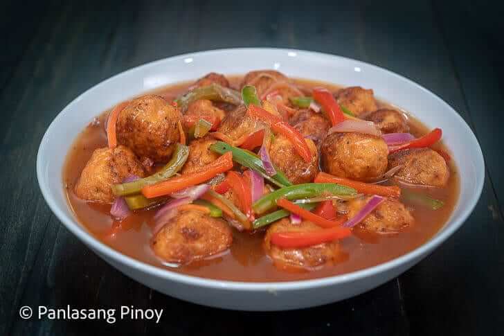 Sweet and Sour Meatballs-Filipino Style - Foxy Folksy