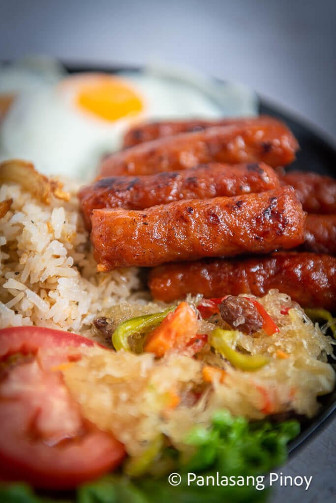 breakfast longanisa with papaya atchara