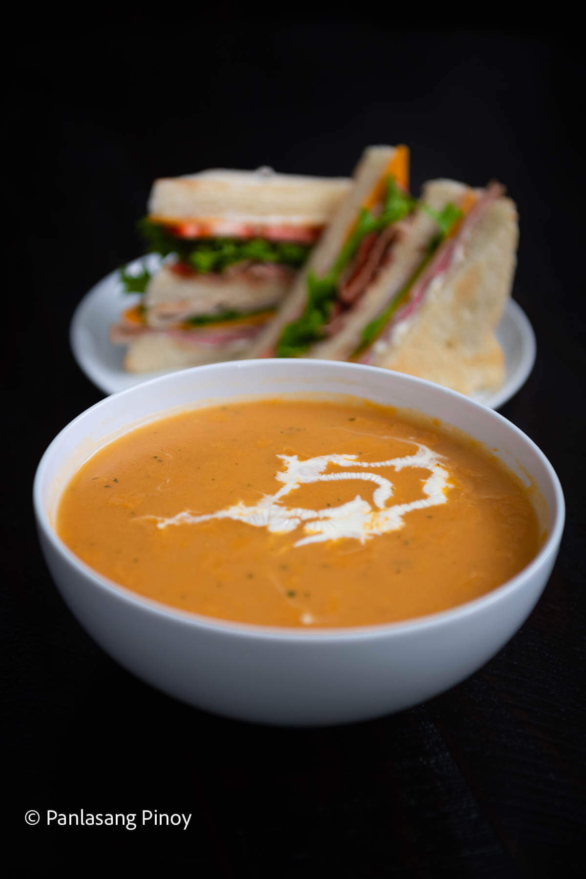 Shrimp Bisque and Clubhouse Sandwich