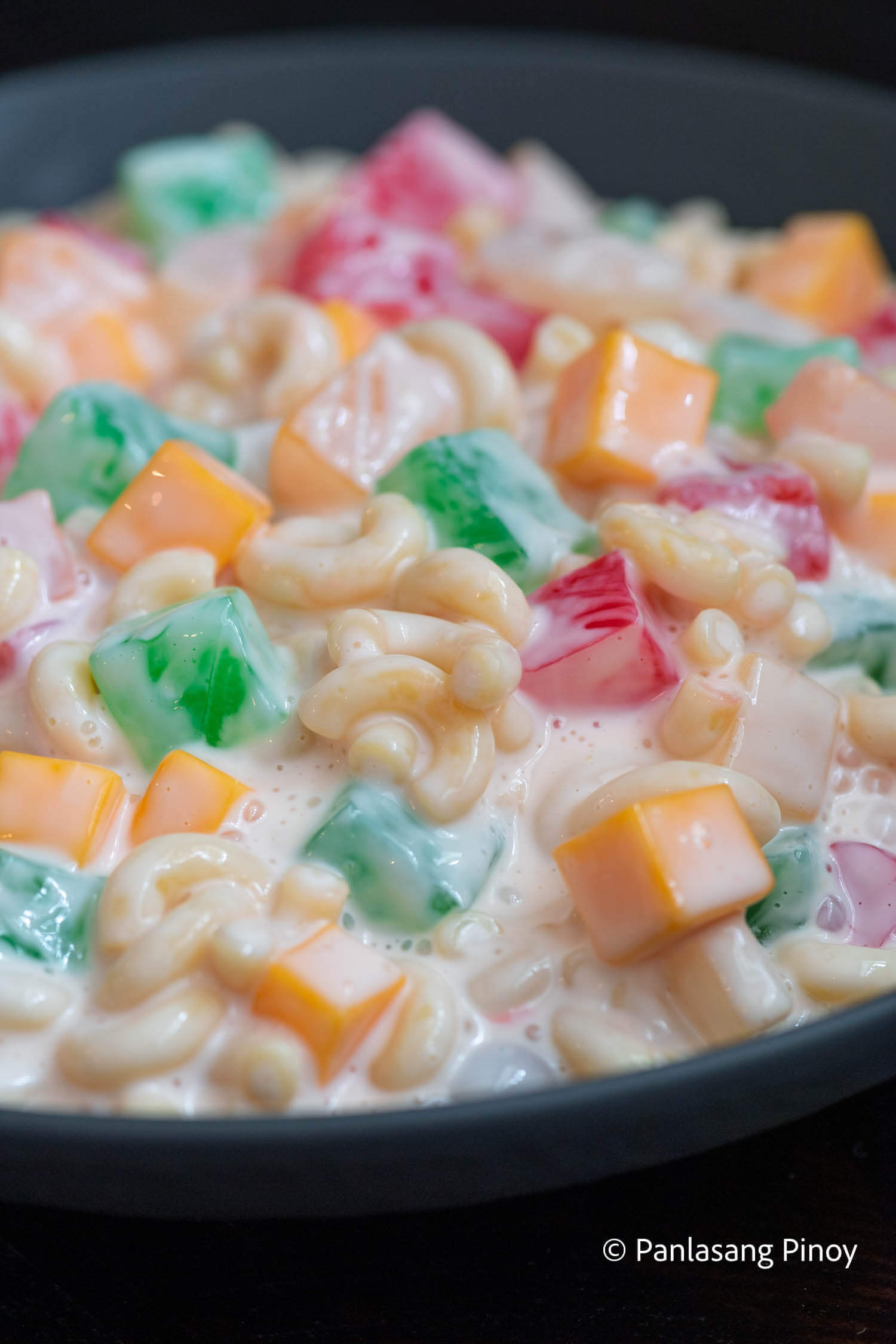 Creamy and Sweet Macaroni with Kaong Cheese and Nata de Coco