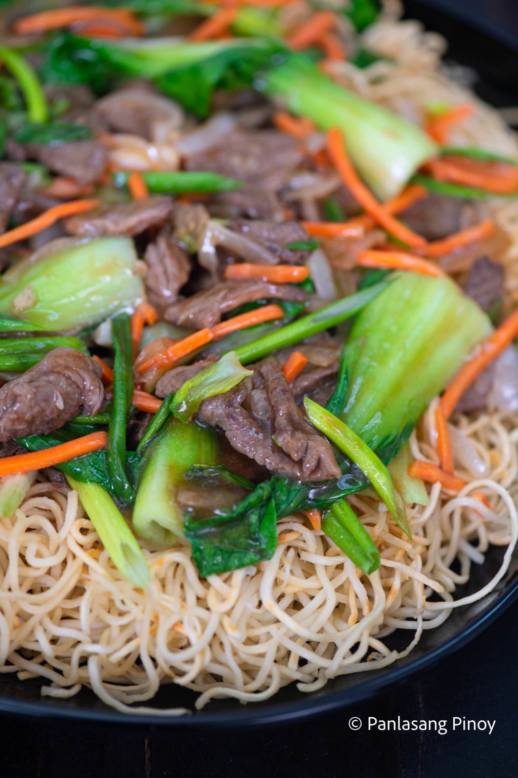 Pan Fried Noodles with Beef and Veggies - Panlasang Pinoy