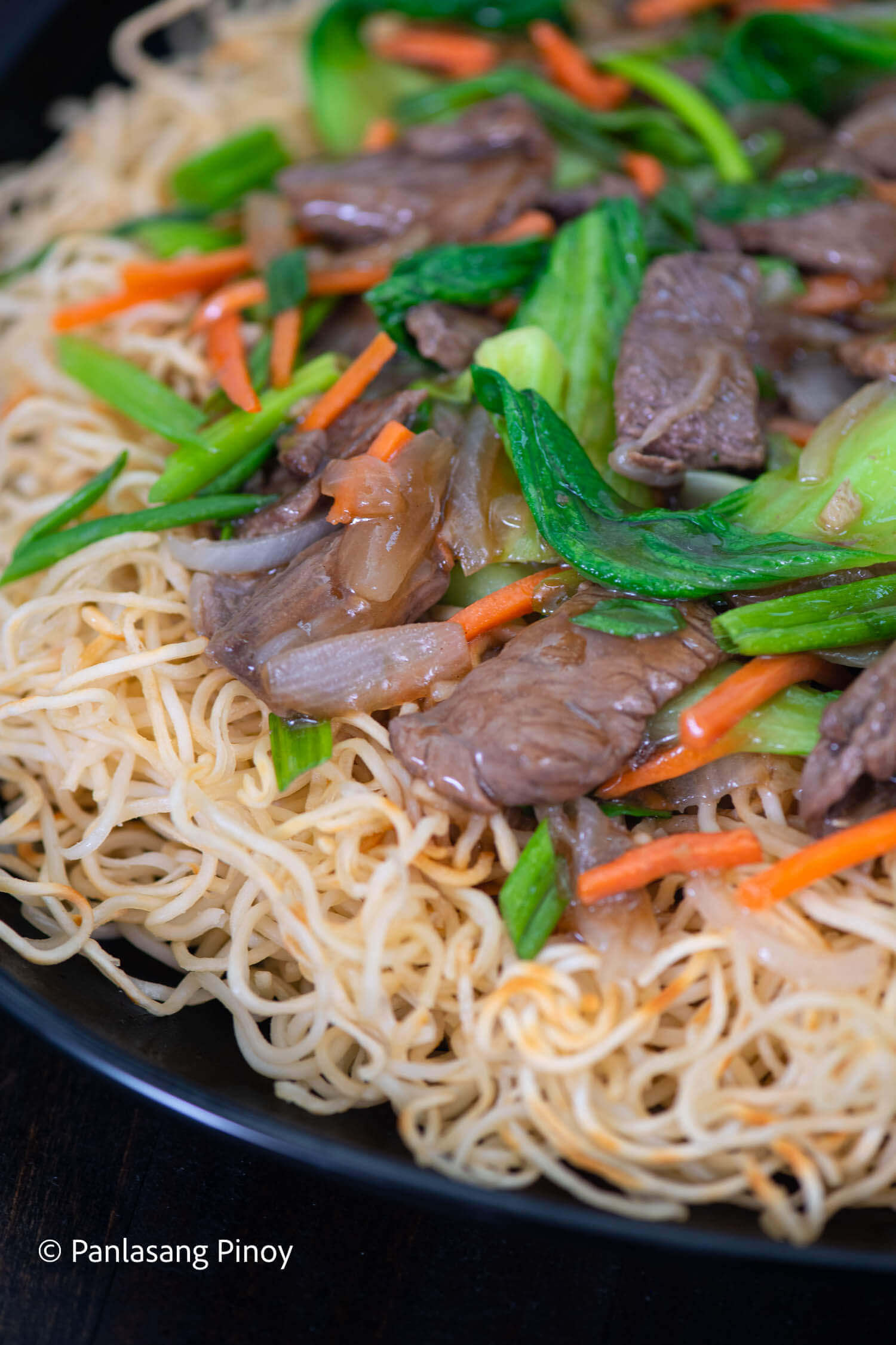 Fried Noodles with beef and bok choy