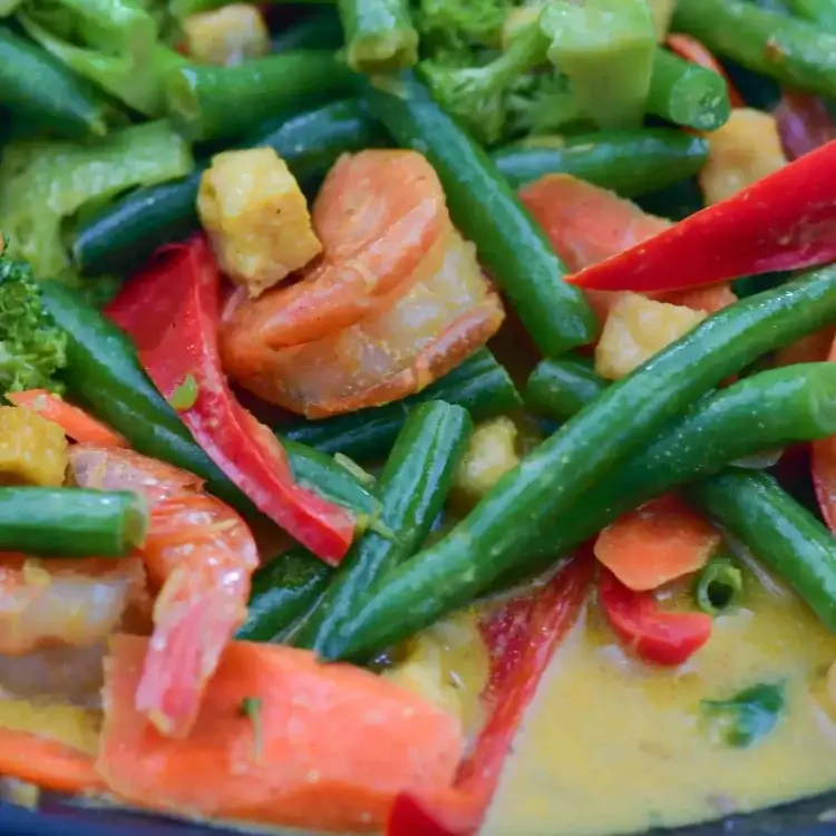 Healthy Ginataang Gulay with Tofu and Shrimp