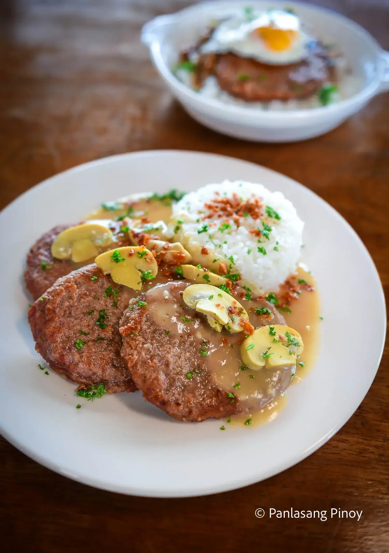 burger steak with rice