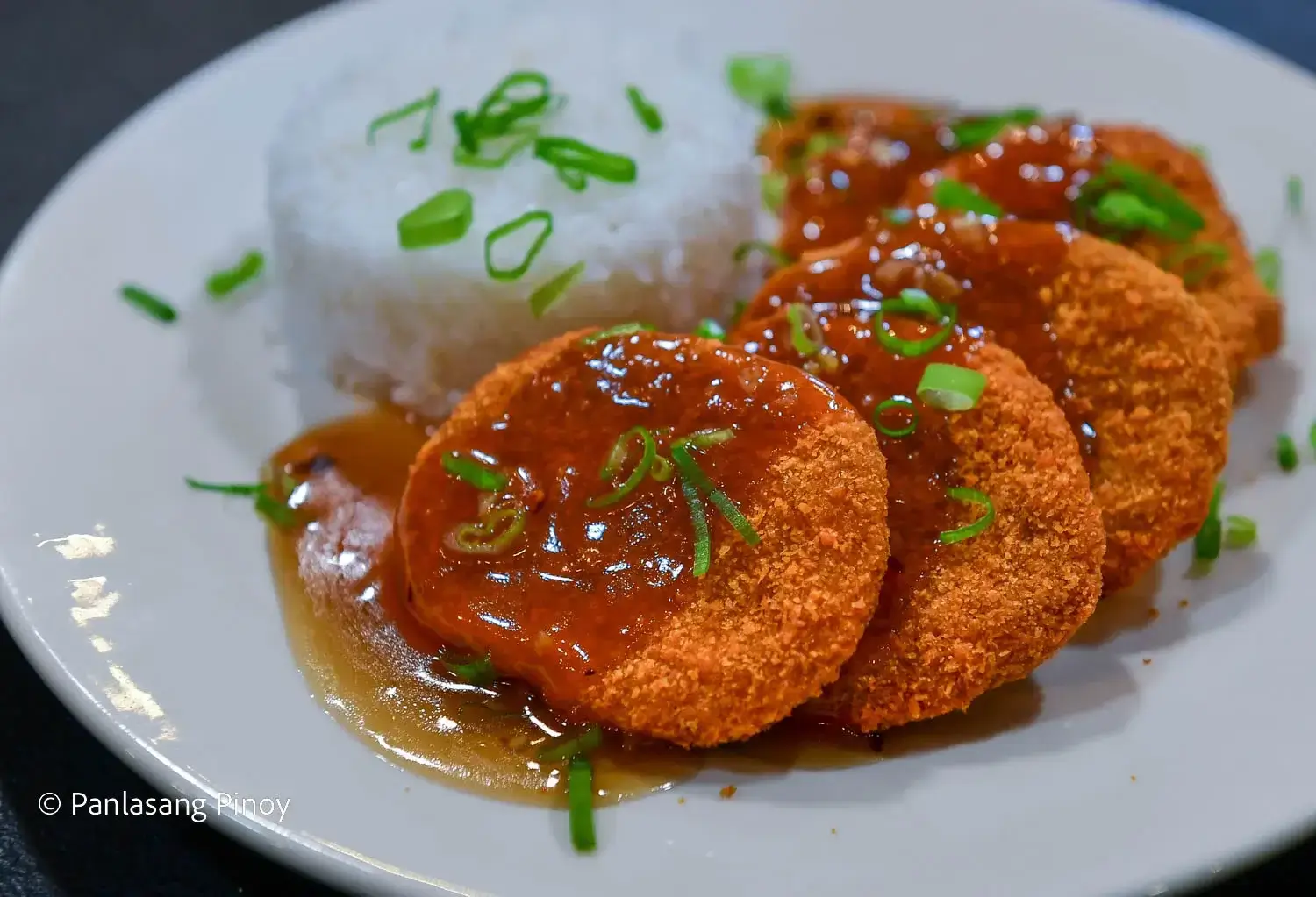 crispy burger with orange sauce