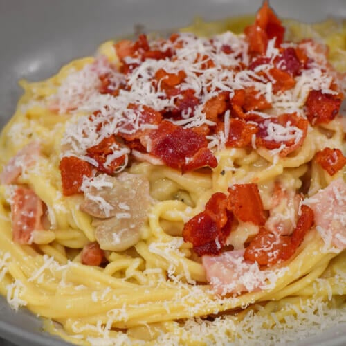 Pinoy Carbonara with Ham and Bacon Panlasang Pinoy