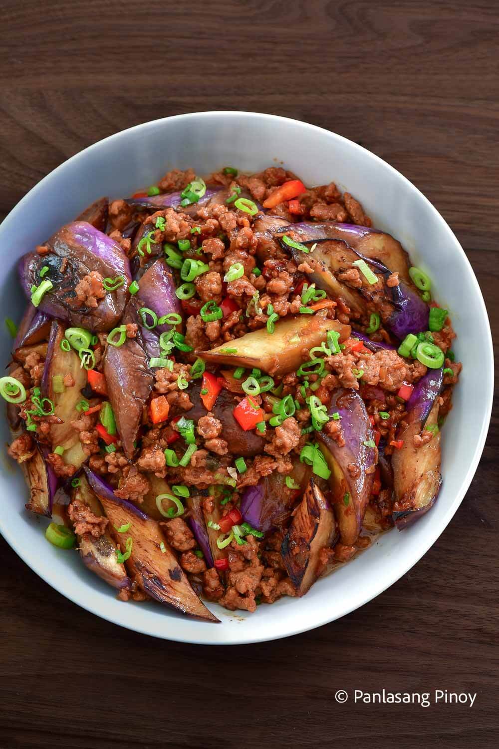 eggplant with ground pork in oyster sauce