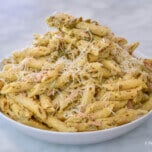 Tuna Pesto Penne Pasta with Cream Sauce