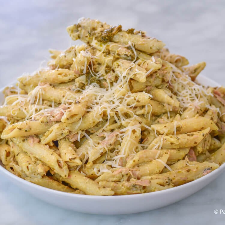 Tuna Pesto Penne Pasta with Cream Sauce