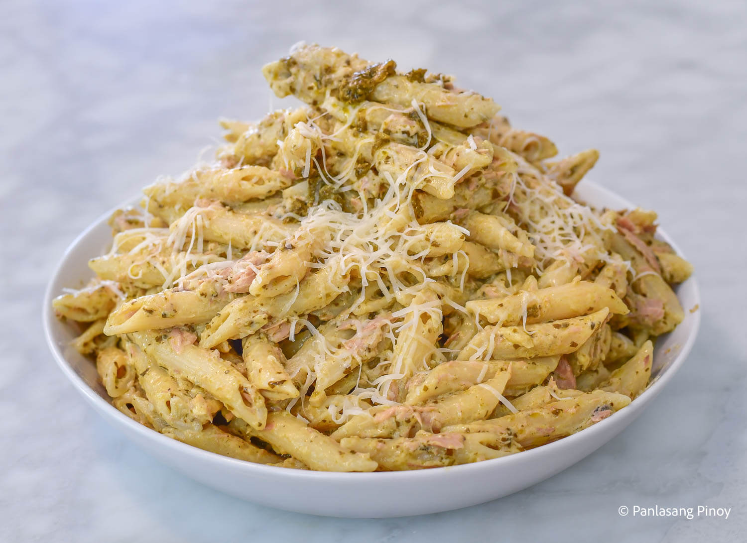 Tuna Pesto Penne Pasta with Cream Sauce