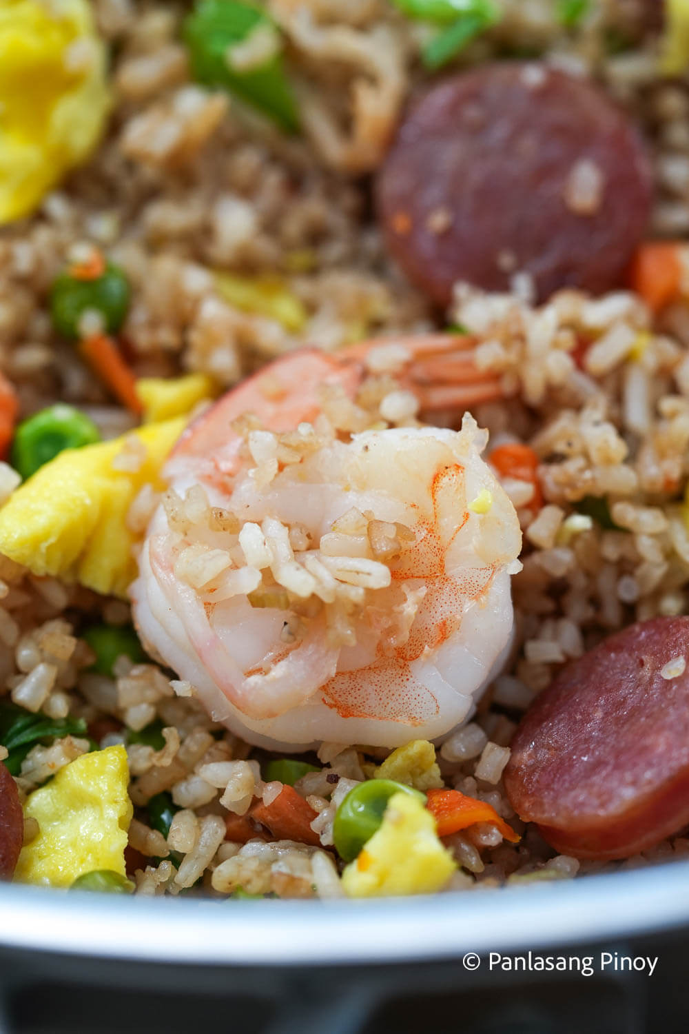 Fried rice with shrimp sausage and egg