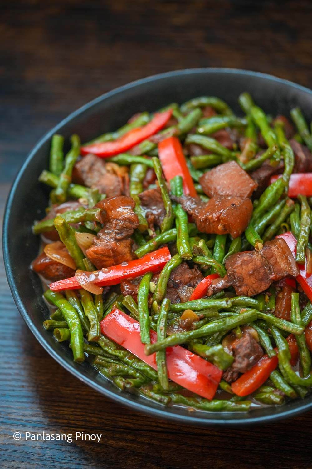 Ginisang sitaw on a plate