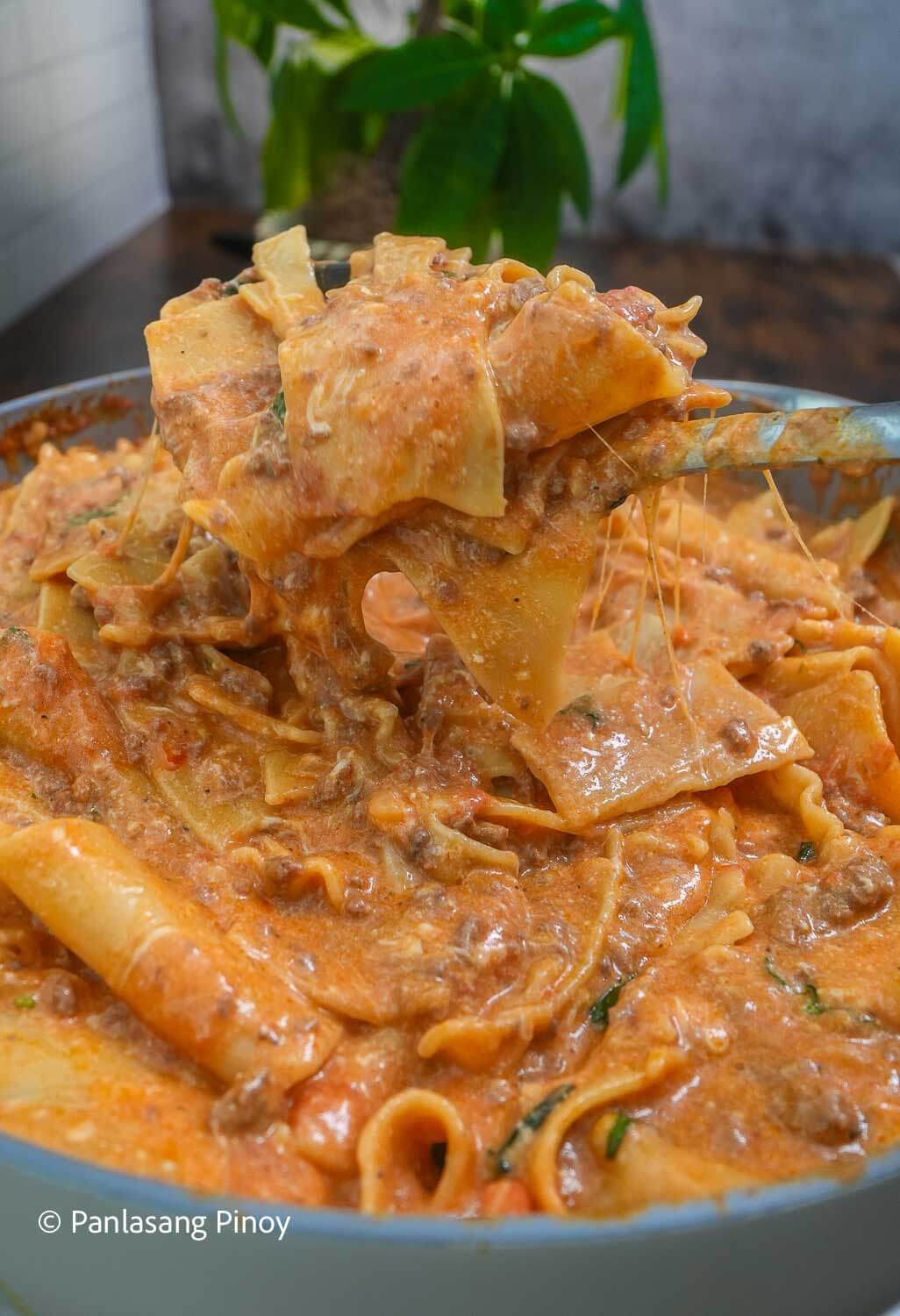 No bake lasagna on a pan
