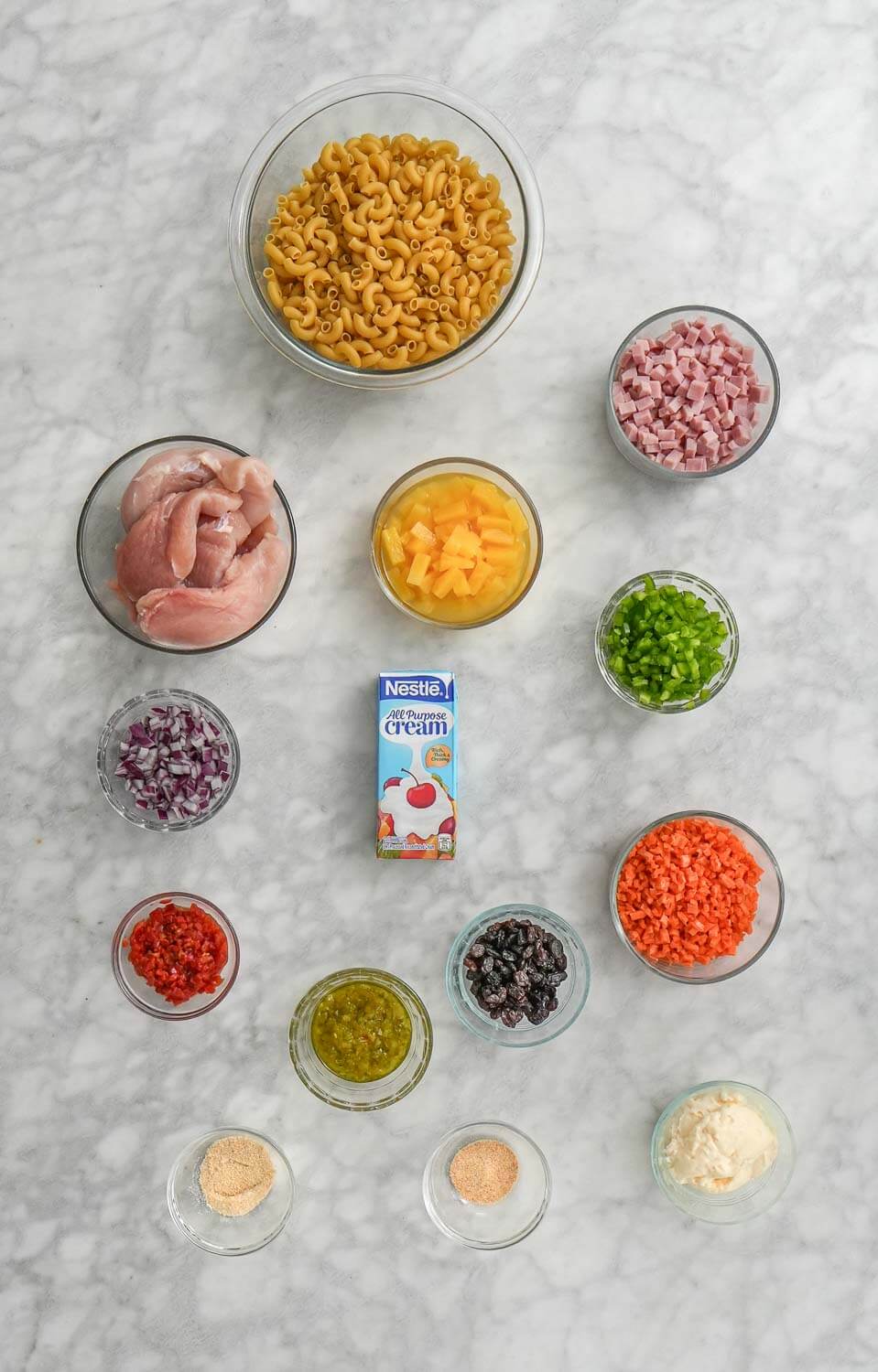 creamy chicken and ham macaroni salad ingredients