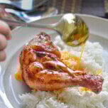 Chicken oil poured over inasal