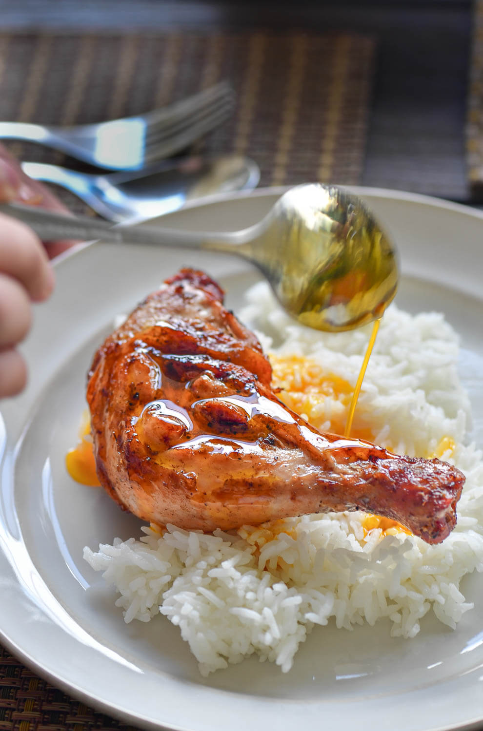 Chicken oil poured over inasal