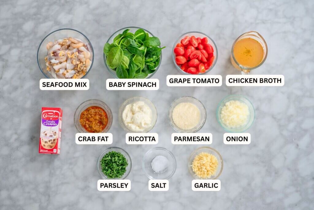 Seafood Aligue Pasta Ingredients