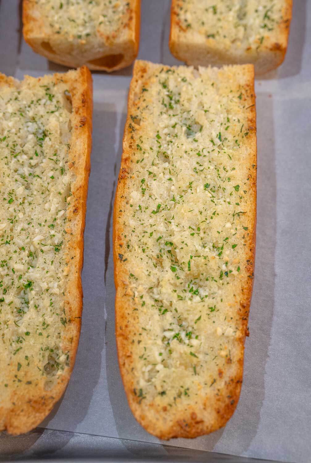 Garlic bread fresh from the oven