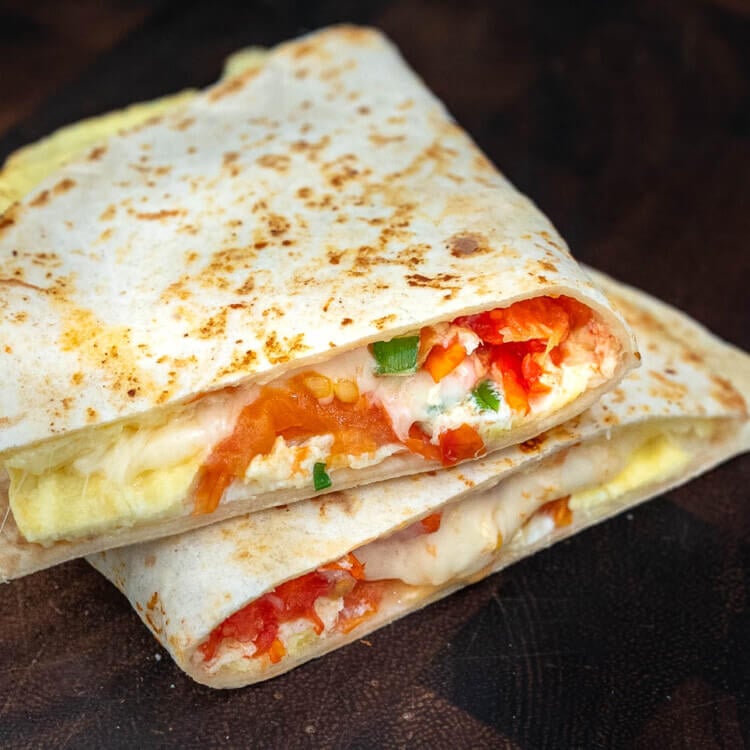breakfast quesadilla with tomatoes