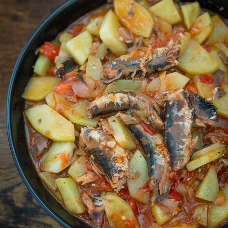 ginisang sayote with canned sardines in tomato sauce