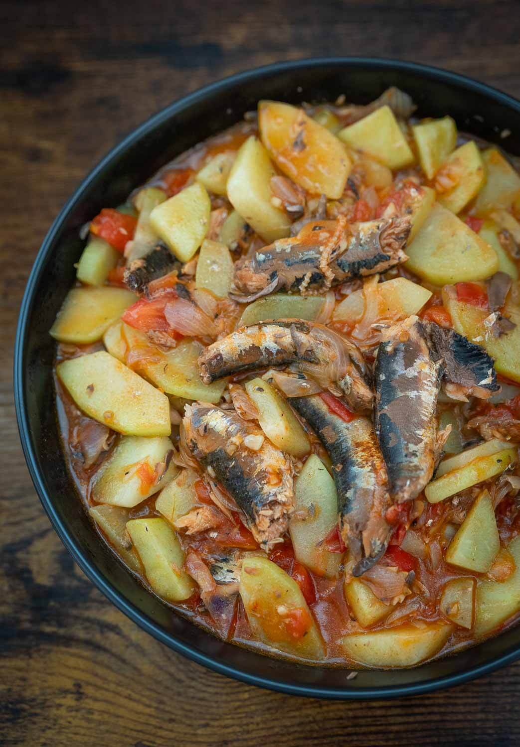 ginisang sayote with canned sardines in tomato sauce