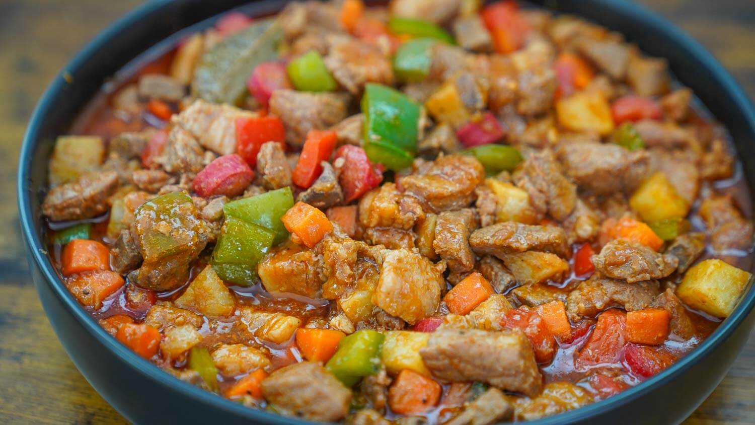 Pinoy menudo with bell pepper