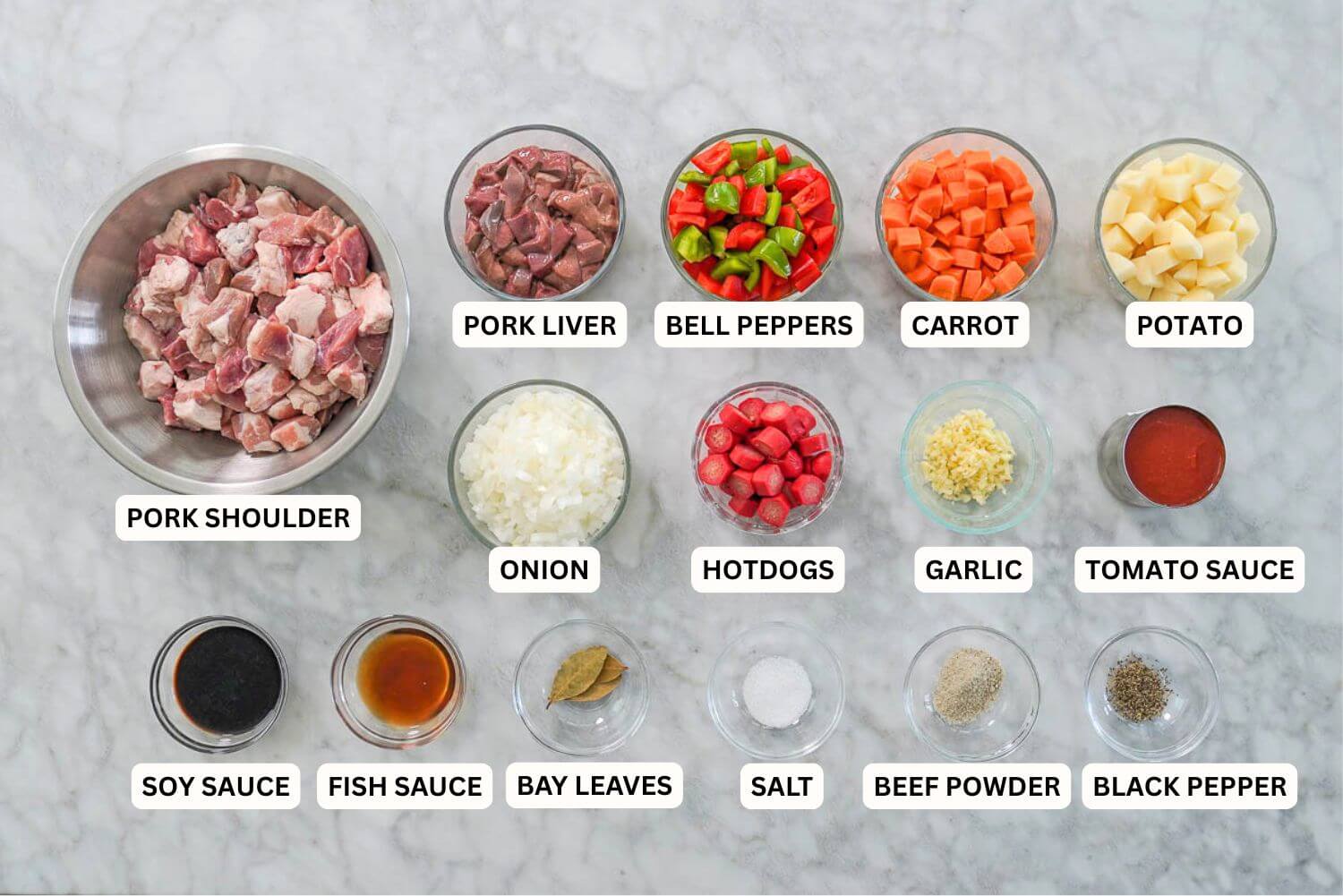 Pork Menudo with Bell Pepper Ingredients