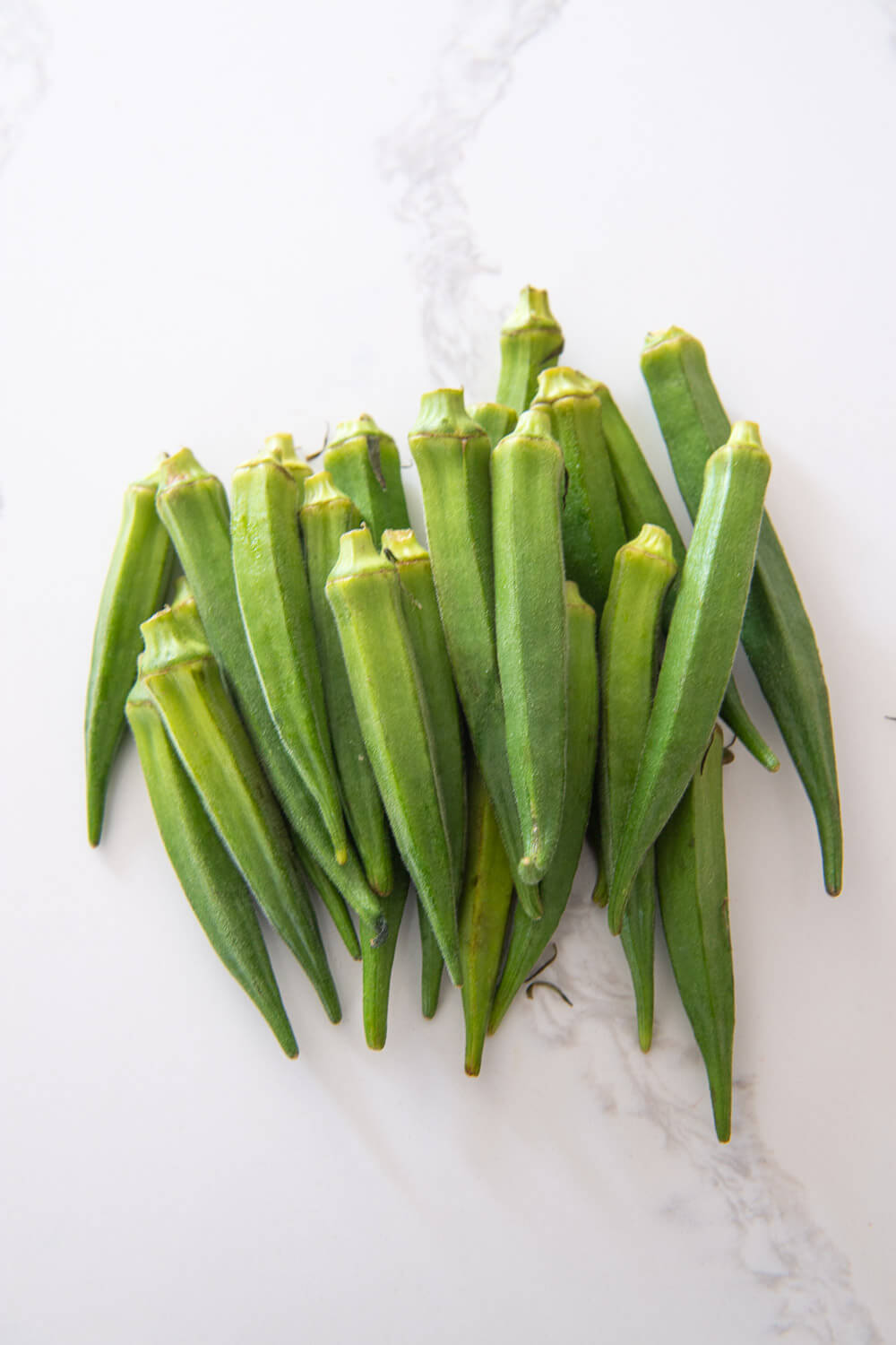 Freshly harvested okra