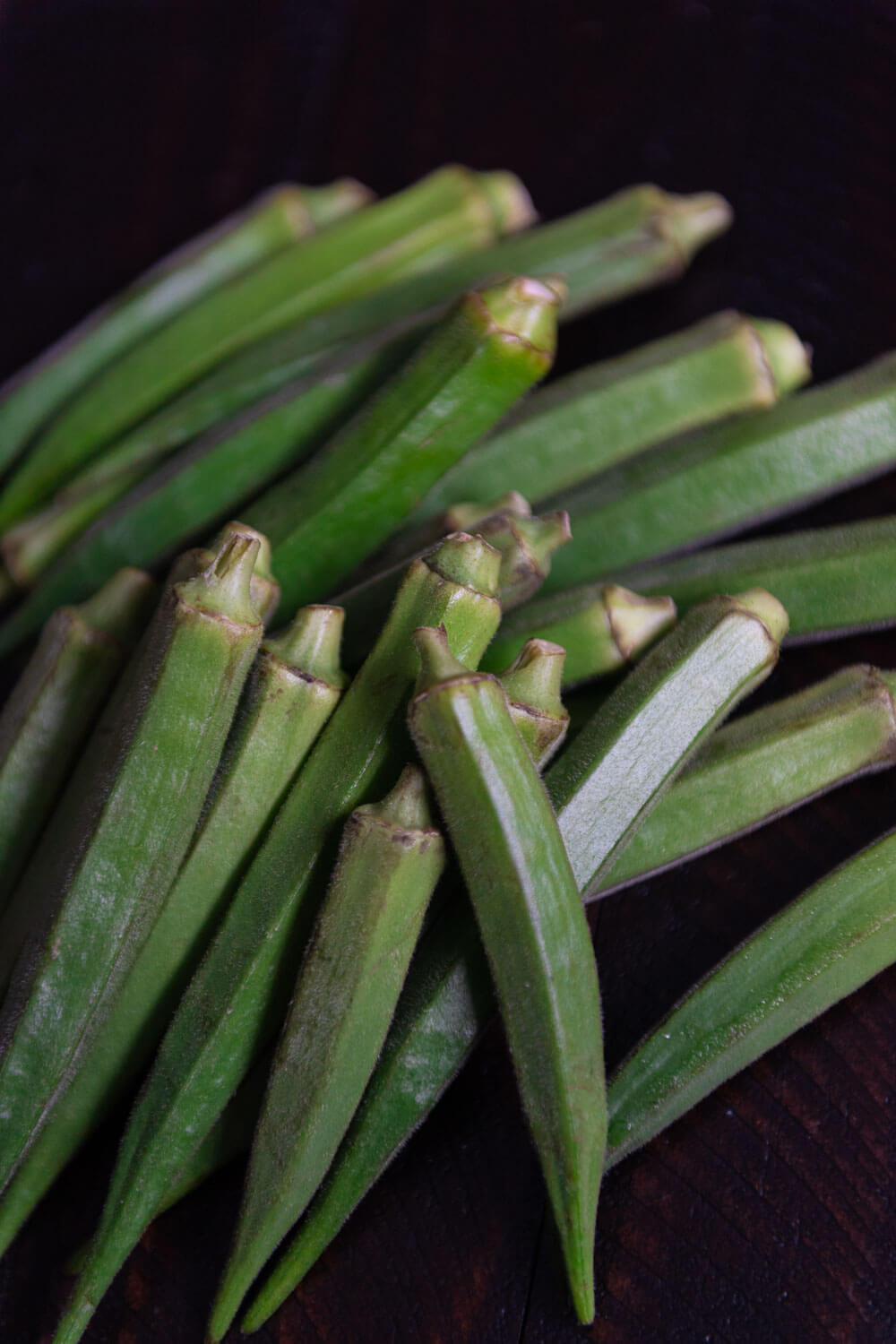 Okra pods ready to be cooked