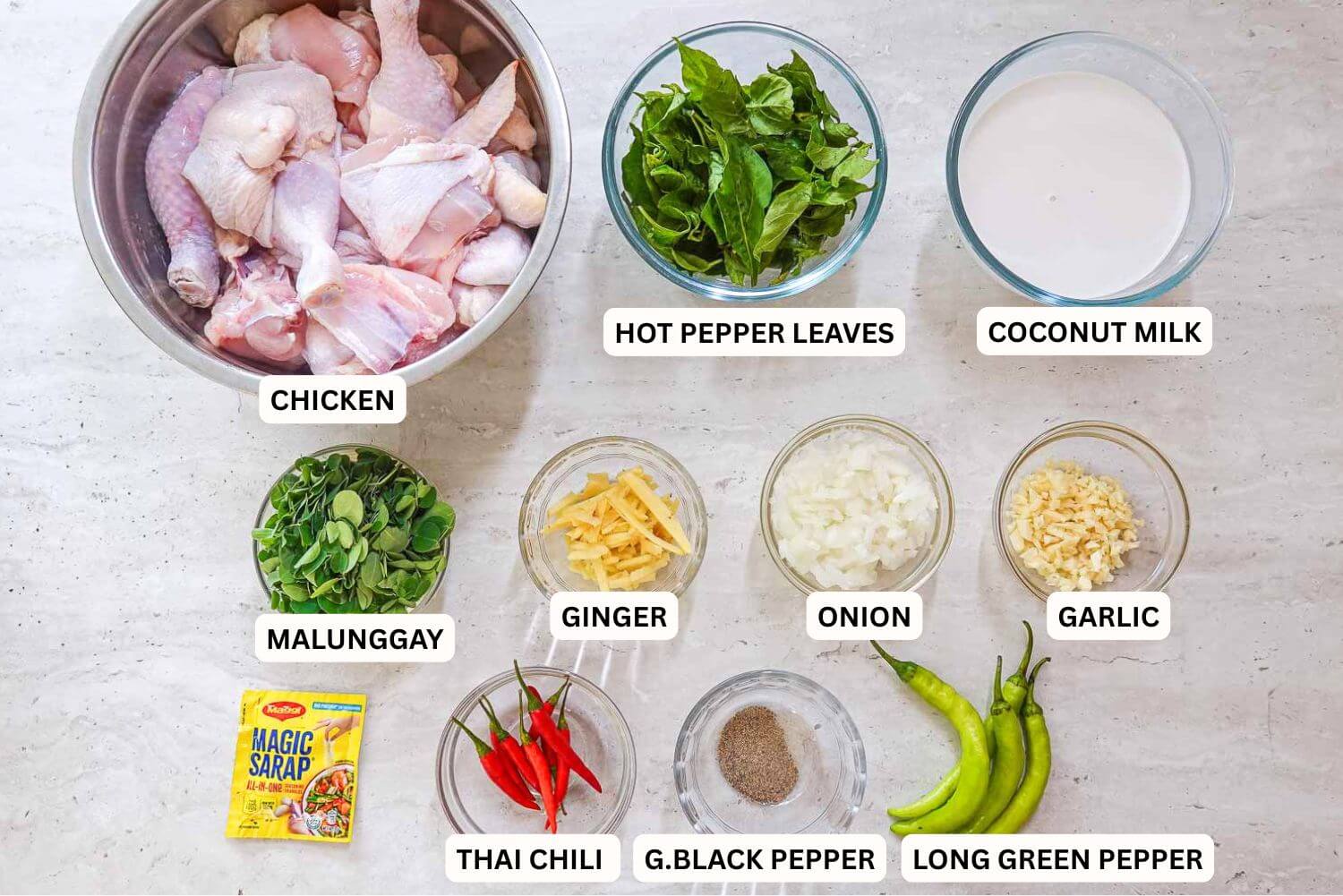 Ginataang Manok Ingredients